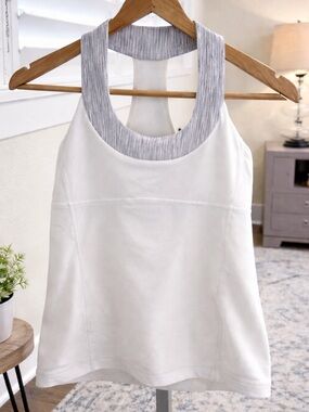 Lululemon Women’s White Tank Top with Heather Gray Trim